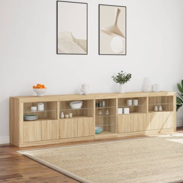 vidaXL Μπουφές με LED Sonoma Δρυς 283x37x67cm 1 τεμ.