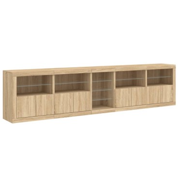 vidaXL Μπουφές με LED Sonoma Δρυς 283x37x67cm 1 τεμ.