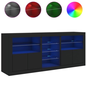 vidaXL Μπουφές με Φώτα LED Μαύρος 162x37x67cm 1 τεμ.