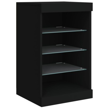 vidaXL Μπουφές με Φώτα LED Μαύρος 162x37x67cm 1 τεμ.