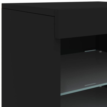 vidaXL Μπουφές με Φώτα LED Μαύρος 162x37x67cm 1 τεμ.