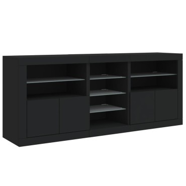 vidaXL Μπουφές με Φώτα LED Μαύρος 162x37x67cm 1 τεμ.