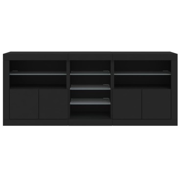 vidaXL Μπουφές με Φώτα LED Μαύρος 162x37x67cm 1 τεμ.