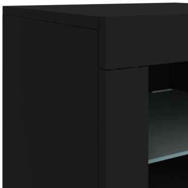 vidaXL Μπουφές με Φώτα LED Μαύρος 162x37x67cm 1 τεμ.