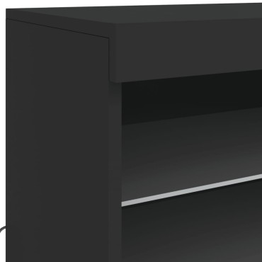 vidaXL Μπουφές με LED Μαύρος 181,5x37x67cm 1 τεμ.
