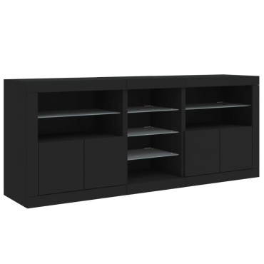 vidaXL Μπουφές με LED Μαύρος 181,5x37x67cm 1 τεμ.