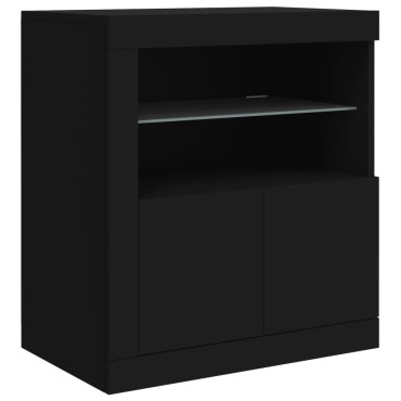 vidaXL Μπουφές με LED Μαύρος 181,5x37x67cm 1 τεμ.