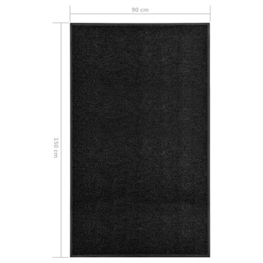 vidaXL Πατάκι Εισόδου Πλενόμενο Μαύρο 90 x 150 εκ.