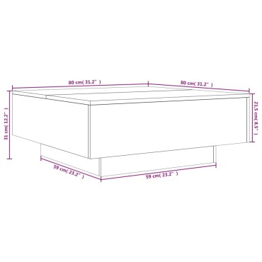 vidaXL Τραπεζάκι Σαλονιού Γκρι Sonoma 80x80x31cm Επεξεργασμένο Ξύλο 1 τεμ.