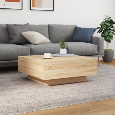 vidaXL Τραπεζάκι Σαλονιού με Φώτα LED Sonoma Δρυς 80x80x31cm 1 τεμ.