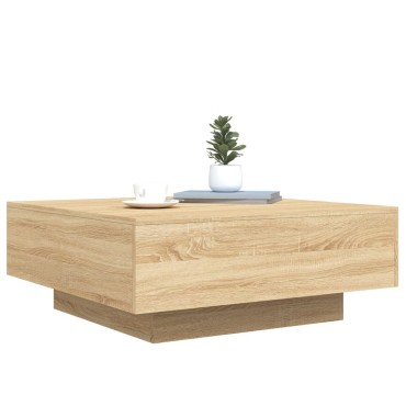 vidaXL Τραπεζάκι Σαλονιού με Φώτα LED Sonoma Δρυς 80x80x31cm 1 τεμ.