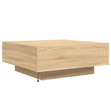 vidaXL Τραπεζάκι Σαλονιού με Φώτα LED Sonoma Δρυς 80x80x31cm 1 τεμ.