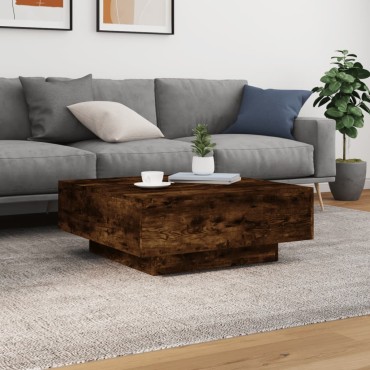 vidaXL Τραπεζάκι Σαλονιού με Φώτα LED Καπνιστή Δρυς 80x80x31cm 1 τεμ.
