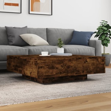 vidaXL Τραπεζάκι Σαλονιού Καπνιστή Δρυς 100x100x31cm Επεξεργ. Ξύλο 1 τεμ.