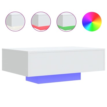 vidaXL Τραπεζάκι Σαλονιού με Φώτα LED Λευκό 85x55x31cm 1 τεμ.