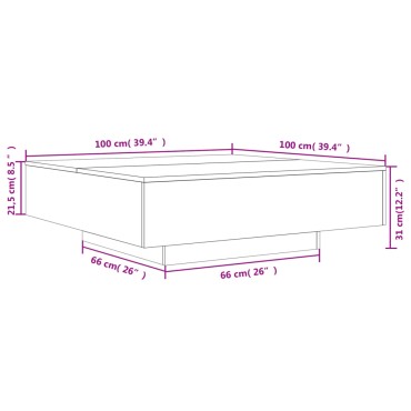 vidaXL Τραπεζάκι Σαλονιού Γκρι Sonoma 100x100x31cm Επεξεργ. Ξύλο 1 τεμ.