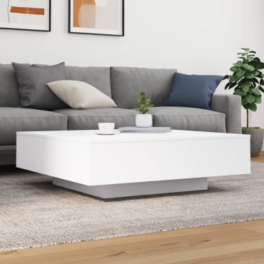vidaXL Τραπεζάκι Σαλονιού με Φώτα LED Λευκό 100x100x31cm 1 τεμ.