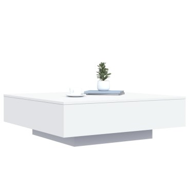 vidaXL Τραπεζάκι Σαλονιού με Φώτα LED Λευκό 100x100x31cm 1 τεμ.