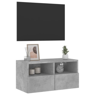 vidaXL Ντουλάπι Τοίχου Τηλεόρασης Γκρι Σκυρ. 60x30x30cm Επεξ. Ξύλο