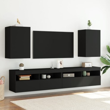 vidaXL Έπιπλο Τηλεόρασης Τοίχου Μαύρο 40,5x30x60cm Επεξ. Ξύλο
