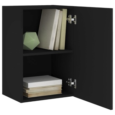 vidaXL Έπιπλο Τηλεόρασης Τοίχου Μαύρο 40,5x30x60cm Επεξ. Ξύλο