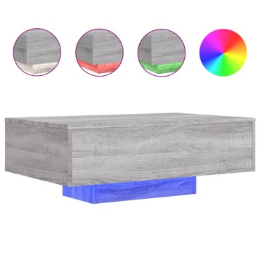 vidaXL Τραπεζάκι Σαλονιού με Φώτα LED Γκρι Sonoma 85x55x31cm 1 τεμ.