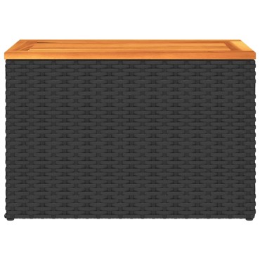 vidaXL Τραπεζάκια Κήπου 2 τεμ. Μαύρα 55x34x37cm Συνθ.Ρατάν/Μασίφ Ξύλο