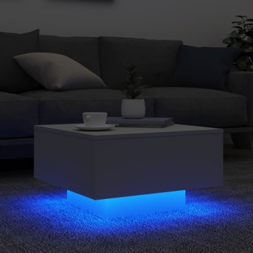vidaXL Τραπεζάκι Σαλονιού με Φώτα LED Λευκό 55x55x31cm 1 τεμ.