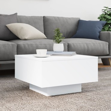 vidaXL Τραπεζάκι Σαλονιού με Φώτα LED Λευκό 55x55x31cm 1 τεμ.
