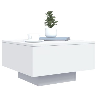 vidaXL Τραπεζάκι Σαλονιού με Φώτα LED Λευκό 55x55x31cm 1 τεμ.