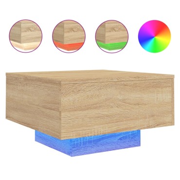 vidaXL Τραπεζάκι Σαλονιού με Φώτα LED Sonoma Δρυς 55x55x31cm 1 τεμ.