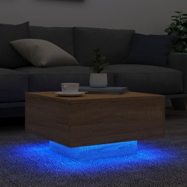 vidaXL Τραπεζάκι Σαλονιού με Φώτα LED Sonoma Δρυς 55x55x31cm 1 τεμ.