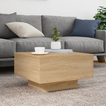 vidaXL Τραπεζάκι Σαλονιού με Φώτα LED Sonoma Δρυς 55x55x31cm 1 τεμ.