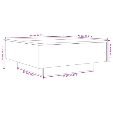 vidaXL Τραπεζάκι Σαλονιού Λευκό 80x80x31cm Επεξεργασμένο Ξύλο 1 τεμ.