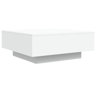 vidaXL Τραπεζάκι Σαλονιού με Φώτα LED Λευκό 80x80x31cm 1 τεμ.