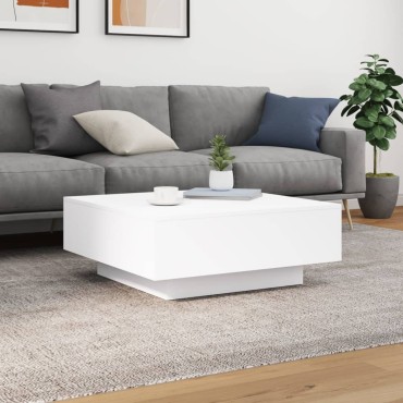 vidaXL Τραπεζάκι Σαλονιού με Φώτα LED Λευκό 80x80x31cm 1 τεμ.