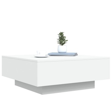vidaXL Τραπεζάκι Σαλονιού με Φώτα LED Λευκό 80x80x31cm 1 τεμ.