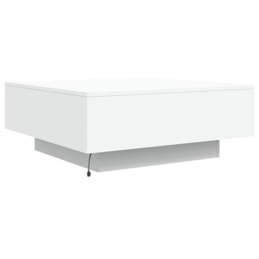 vidaXL Τραπεζάκι Σαλονιού με Φώτα LED Λευκό 80x80x31cm 1 τεμ.