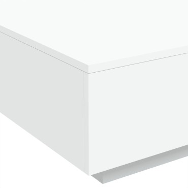vidaXL Τραπεζάκι Σαλονιού με Φώτα LED Λευκό 80x80x31cm 1 τεμ.