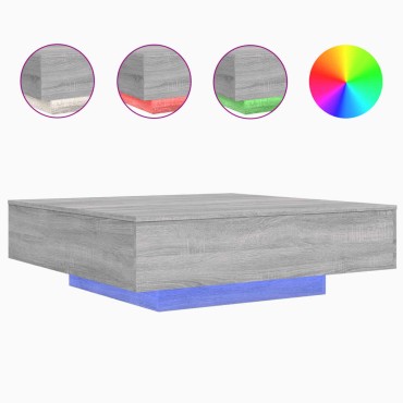 vidaXL Τραπεζάκι Σαλονιού με Φώτα LED Γκρι Sonoma 100x100x31cm 1 τεμ.