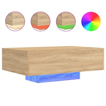 vidaXL Τραπεζάκι Σαλονιού με Φώτα LED Sonoma Δρυς 85x55x31cm 1 τεμ.