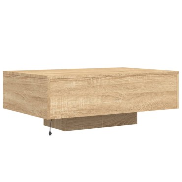vidaXL Τραπεζάκι Σαλονιού με Φώτα LED Sonoma Δρυς 85x55x31cm 1 τεμ.