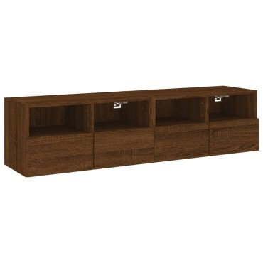 vidaXL Ντουλάπια Τοίχου Τηλ. 2 τεμ. Καφέ Δρυς 60x30x30cm Επεξ.Ξύλο
