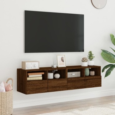 vidaXL Ντουλάπια Τοίχου Τηλ. 2 τεμ. Καφέ Δρυς 60x30x30cm Επεξ.Ξύλο