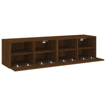 vidaXL Ντουλάπια Τοίχου Τηλ. 2 τεμ. Καφέ Δρυς 60x30x30cm Επεξ.Ξύλο