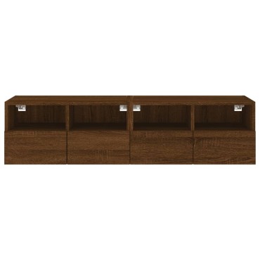 vidaXL Ντουλάπια Τοίχου Τηλ. 2 τεμ. Καφέ Δρυς 60x30x30cm Επεξ.Ξύλο