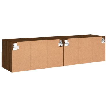 vidaXL Ντουλάπια Τοίχου Τηλ. 2 τεμ. Καφέ Δρυς 60x30x30cm Επεξ.Ξύλο