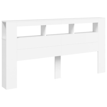 vidaXL Κεφαλάρι Κρεβατιού με LED Λευκό 200x18,5x103,5cm Επεξεργ. Ξύλο 1 τεμ.