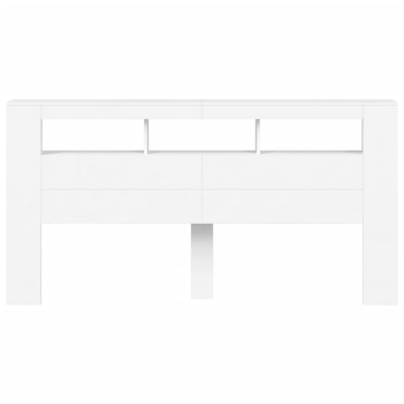 vidaXL Κεφαλάρι Κρεβατιού με LED Λευκό 200x18,5x103,5cm Επεξεργ. Ξύλο 1 τεμ.