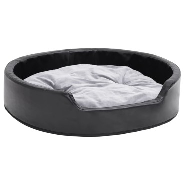 vidaXL Κρεβάτι Σκύλου Μαύρο/Γκρι 79 x 70 x 19 εκ. Βελουτέ/Συνθ. Δέρμα